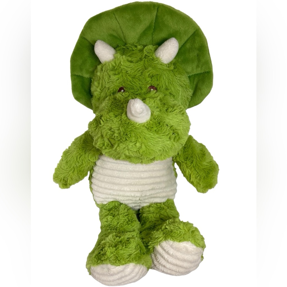 Spark Create Imagine Green White Triceratops 15" Plush Crinkle Rattle Ribbed